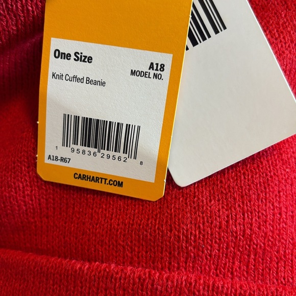 Men’s Carhartt Red Beanie New With Tags - Picture 3 of 4